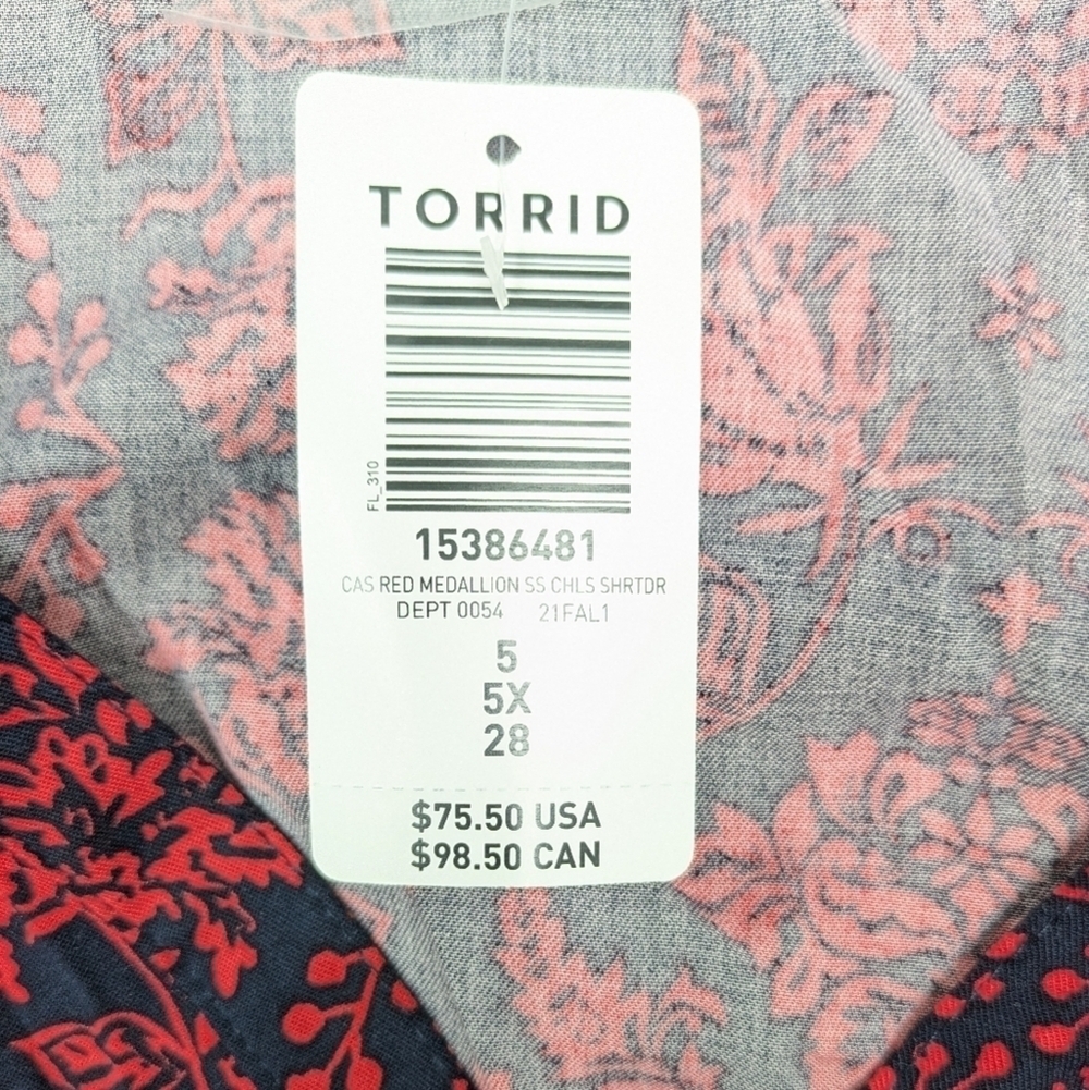 Torrid Midi Challis Shirt Dress size 5X - Picture 7 of 13